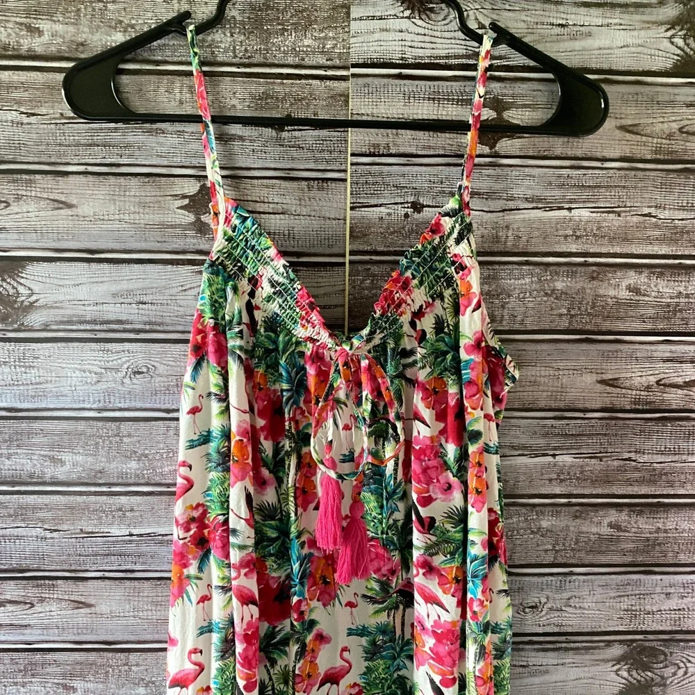 Isaac Mizrahi Women's Strappy Sleepwear Nightgown Size‎ S Flamingo Tasseled